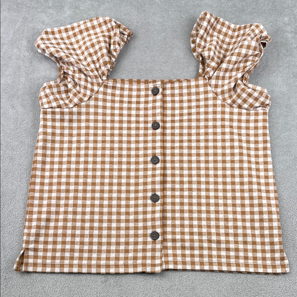 Madewell XL Cotton Blend Brown Gingham‎ Women's Top